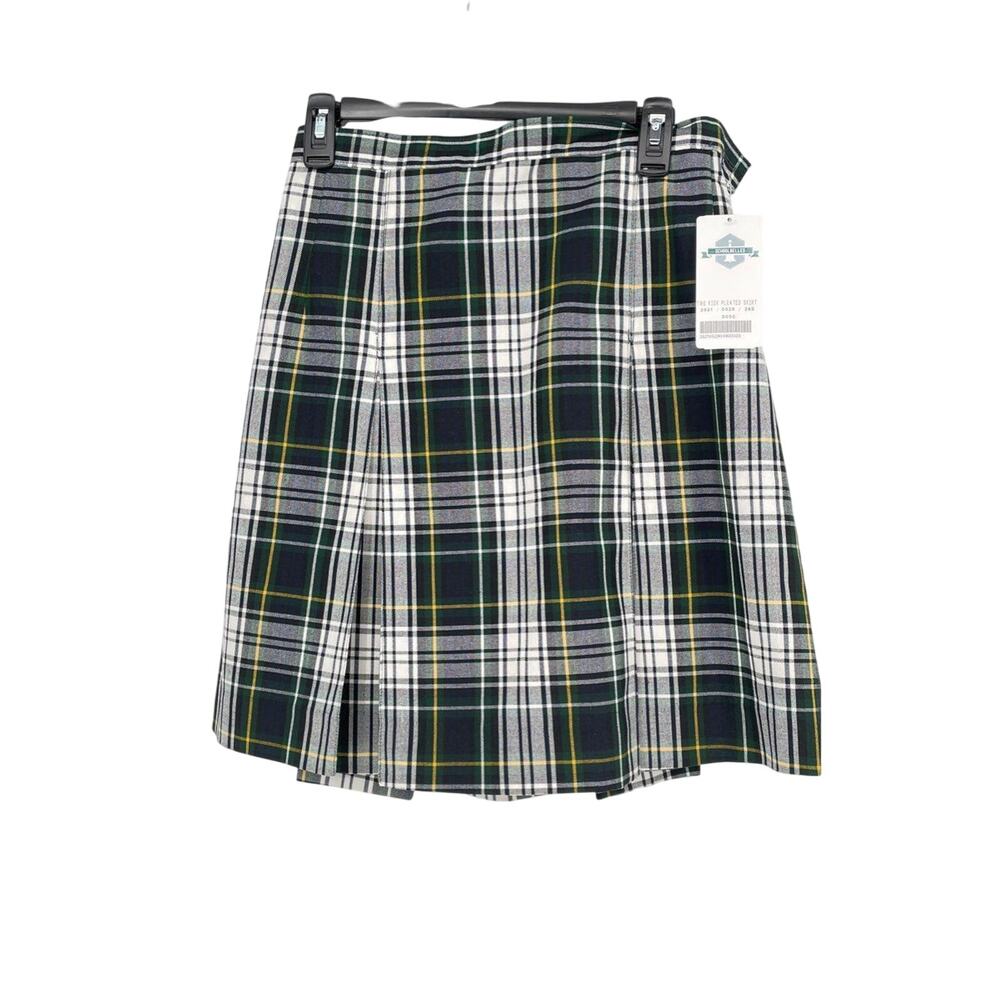 Schoolbelles‎ Green White Yellow Girls Plaid Side Pleated Skirt - Size 28x20S